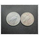 (2) Circulated Peace Dollars