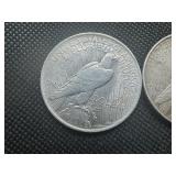 (2) Circulated Peace Dollars