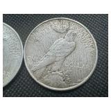 (2) Circulated Peace Dollars