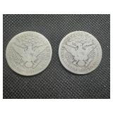 (2) Barber Half Dollars