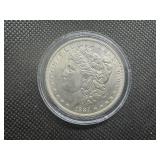 1884 O AU+ Morgan Dollar. Original Surfaces, Sigma Verified .90 Fine Pre 1900