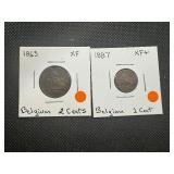 (2) XF Belgian Coins from the 1800s