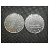 (2) .999 Sunshine Mint 1/2 oz Rounds