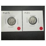 Semi Key 1918S + 1920 D Mercury Dimes