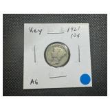 1921 Key Date Mercury Dime