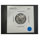 1944 D AU Mercury Dime