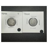 F 1914D & 1901 O Barber Dimes
