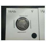 F 1914D & 1901 O Barber Dimes