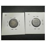 F 1914D & 1901 O Barber Dimes