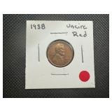 1938 Lincoln Cent Uncirculated Red