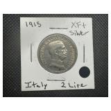 1915 XF+ Silver Italian 2 Lire