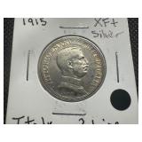 1915 XF+ Silver Italian 2 Lire