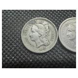 1866 (2) 3 Cent Nickels