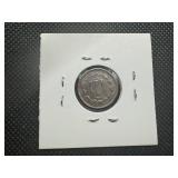 1865 XF+ 3 Cent Nickel Die Cud Obverse on Rim to left of Liberty