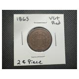 1865 VG+ Red 2 Cent Piece