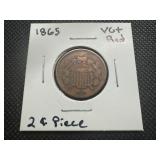 1865 VG+ Red 2 Cent Piece