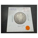 1892 Barber Quarter
