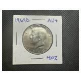 1969 D AU+ Kennedy 40% Silver Half Dollar