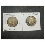 (2) Proof Sac Dollars from Sets