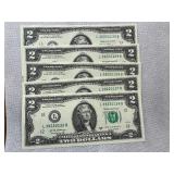 Five Sequential $2 Bills