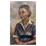 Jeanne Van Signed Framed Oil Portrait Painting of Seated Woman