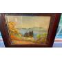 Framed Landscape Painting Unsigned 16x13 with Ornate 23.5x20.5 Frame