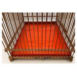 EST. $150.00-$290.00 Vintage Asain Pagoda Style Teak Wood And Bamboo Birdcage 10" x 13" x 28"