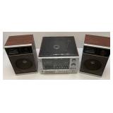 Vintage Soundesign AM-FM Stereo Receiver /Cassette Recorder With Record Player & Box Speakers (Works)