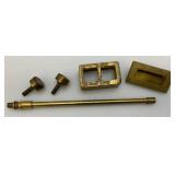 Misc. Vintage Brass Items Including Caster Wheels, Ships Candle Holder And More