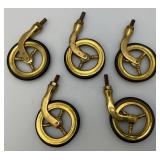 Misc. Vintage Brass Items Including Caster Wheels, Ships Candle Holder And More