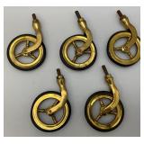 Misc. Vintage Brass Items Including Caster Wheels, Ships Candle Holder And More