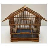 Vintage Asain Teak Wood And Bamboo Birdcage 11" x 13" x 15" With Additional Pieces