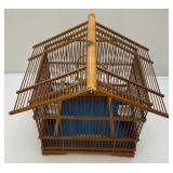 Vintage Asain Teak Wood And Bamboo Birdcage 11" x 13" x 15" With Additional Pieces