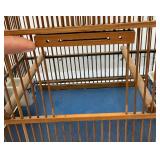 Vintage Asain Teak Wood And Bamboo Birdcage 11" x 13" x 15" With Additional Pieces