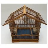 Vintage Asain Teak Wood And Bamboo Birdcage 11" x 13" x 15" With Additional Pieces