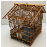 Vintage Asain Teak Wood And Bamboo Birdcage 11" x 13" x 15" With Additional Pieces