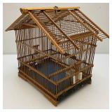 Vintage Asain Teak Wood And Bamboo Birdcage 11" x 13" x 15" With Additional Pieces