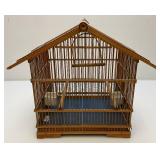 Vintage Asain Teak Wood And Bamboo Birdcage 11" x 13" x 15" With Additional Pieces