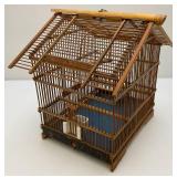 Vintage Asain Teak Wood And Bamboo Birdcage 11" x 13" x 15" With Additional Pieces