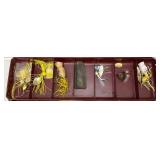 Vintage Metal Tackle Box With Vintage Lures