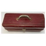 Vintage Metal Tackle Box With Vintage Lures