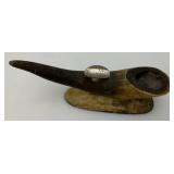 Vintage Bull Horn Ashtray Pipe Stand 10"