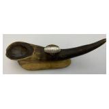 Vintage Bull Horn Ashtray Pipe Stand 10"