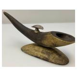 Vintage Bull Horn Ashtray Pipe Stand 10"