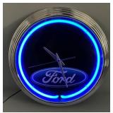 Vintage 15" Neon Light Up Ford Wall Clock