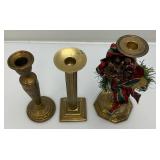 Misc. Vintage Heavy Brass Candle Holders