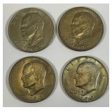 1972 No Mint Mark Eisenhower One Dollar Coins