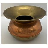 Vintage Union Pacific R.R. Cooper And Brass Spittoon With Double Sided Embossed Locomotive