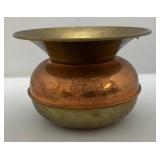Vintage Union Pacific R.R. Cooper And Brass Spittoon With Double Sided Embossed Locomotive