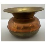 Vintage Union Pacific R.R. Cooper And Brass Spittoon With Double Sided Embossed Locomotive